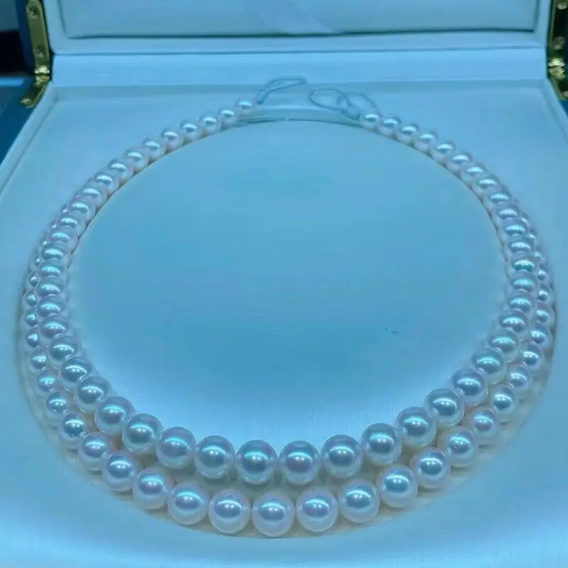 

Huge 18" 9-10mm Genuine Natural South Sea White Round Pearl Necklace