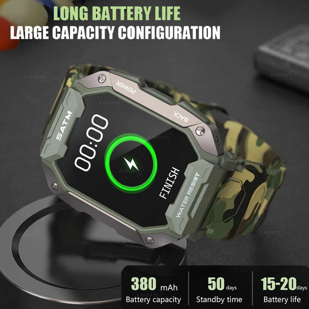 BYSL Ʈ ġ IP68 5ATM   Smartwatch 1.71 ġ  5.0 ߿ 380mAH ͸ ð