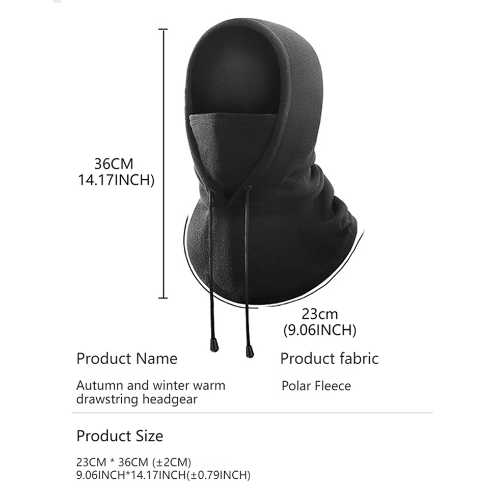GTUBIKE Winter Thermal Ski Mask Full Face Head Coverings Snowboard Hooded Scarfs Outdoor Sports Cycling Headgear Balaclava