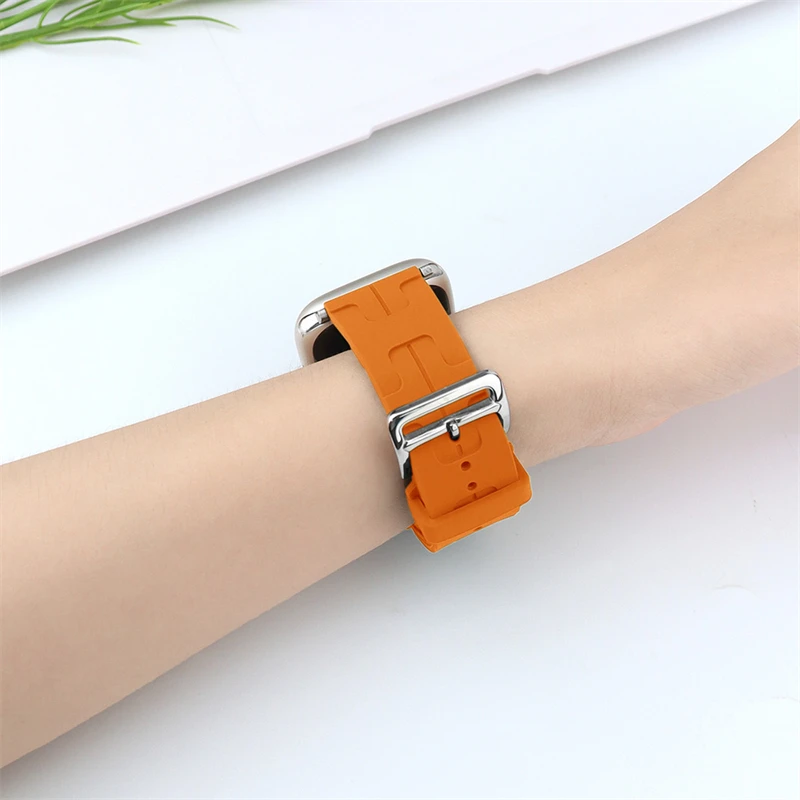 Фото Ремешок силиконовый для Apple Watch band 44 мм 45 мм 41 мм 40 мм 49 мм 42 мм 38 мм, новый браслет correa iwatch Series 9 8 Ultra 7 se 3 5 6 4 №3