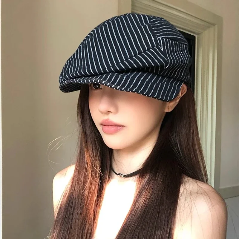 帽子 RRL STIFEL STRIPED NEWSBOY CAP RRL Striped Herringbone Twill Newsboy Cap