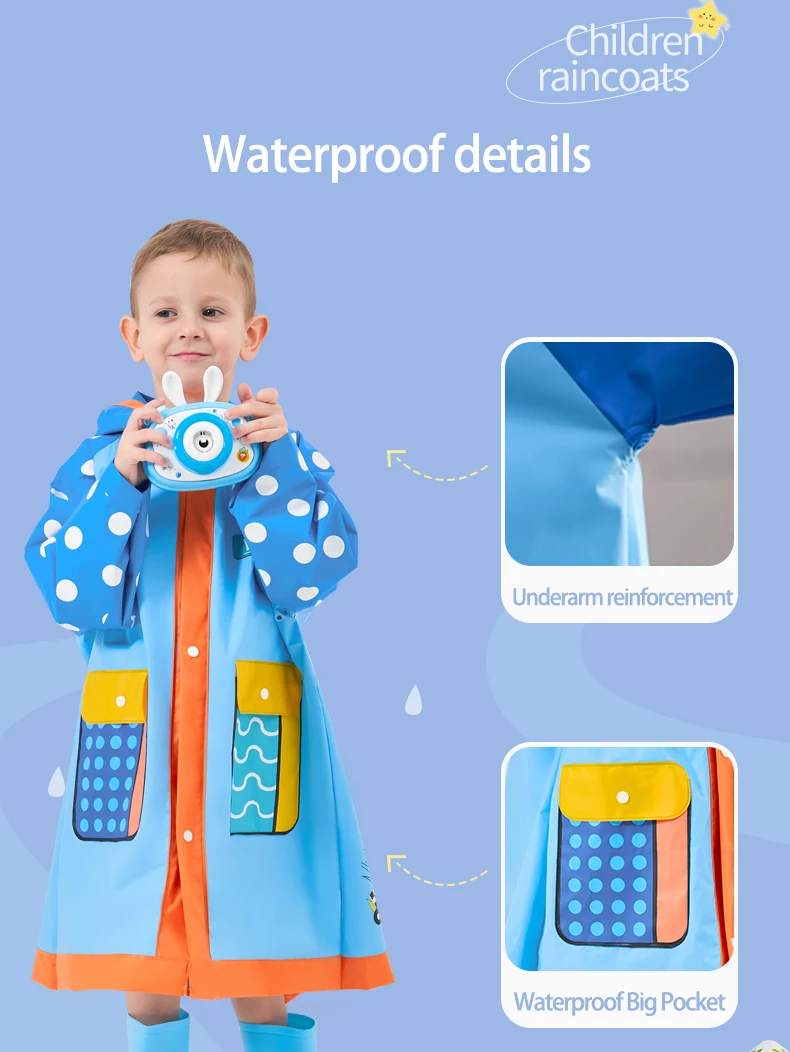 Stylish Kids Raincoat Children Raincoat Reusable Rainwear Full Body Waterproof Bag Space Pockets Cute School Raincoat raincoat poncho