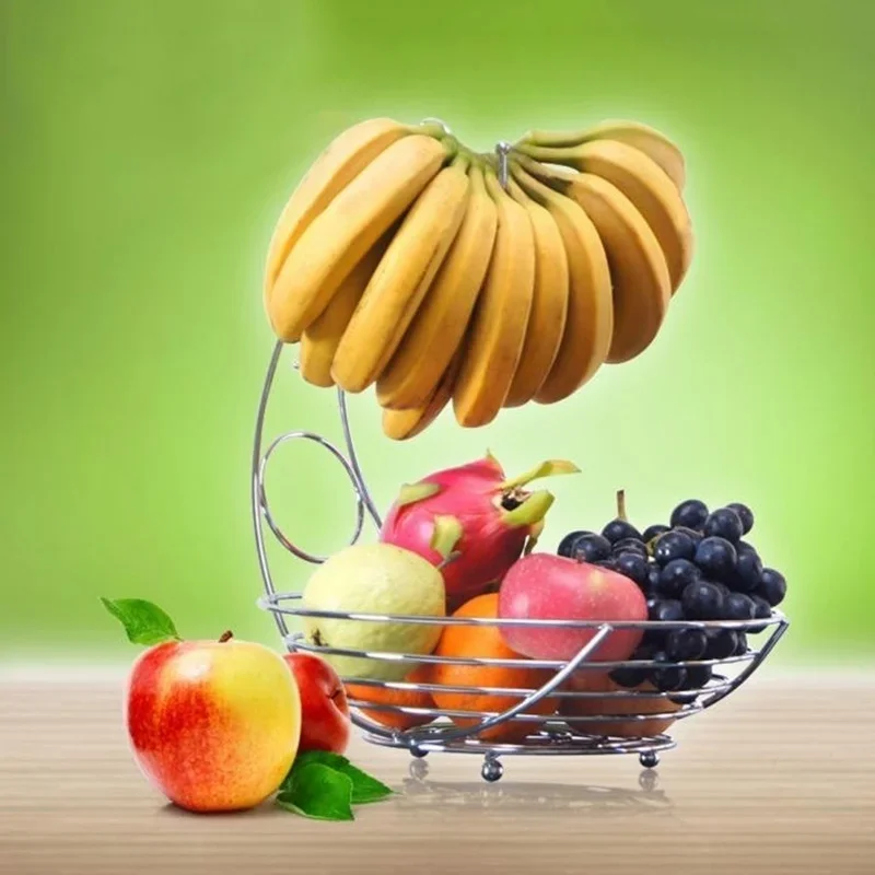 1PC Metal Fruit Basket Banana Rack Fruit Rack Storage Basket Table Kitchen Dining Decoration storage container kitchen gadgets kitchen drainage basket