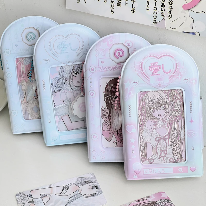 Blue Pink Hollow Photo Album 3 Pollici Kpop Idol Photocard Holder Cartoon Pendant Mini Instax Photos Collect Book Pictures Storage