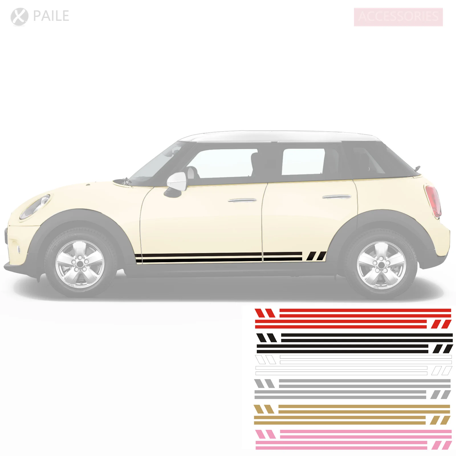 

2pcs Sticker Doors Stripes Vinyl Decal Graphics Customize For Universal, MINI cooper R50 R53 R55 R56 R57 R59 R60 F55 F56 F60