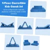 Kids Couch, 6-Piece Convertible Children's Sofa Playset or 2 Chair w/Folding Mats & 2 Pillows, Washable Cover 4
