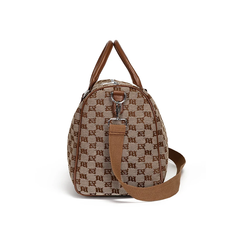 Large capacity printed letter leather men's travel bag handbag