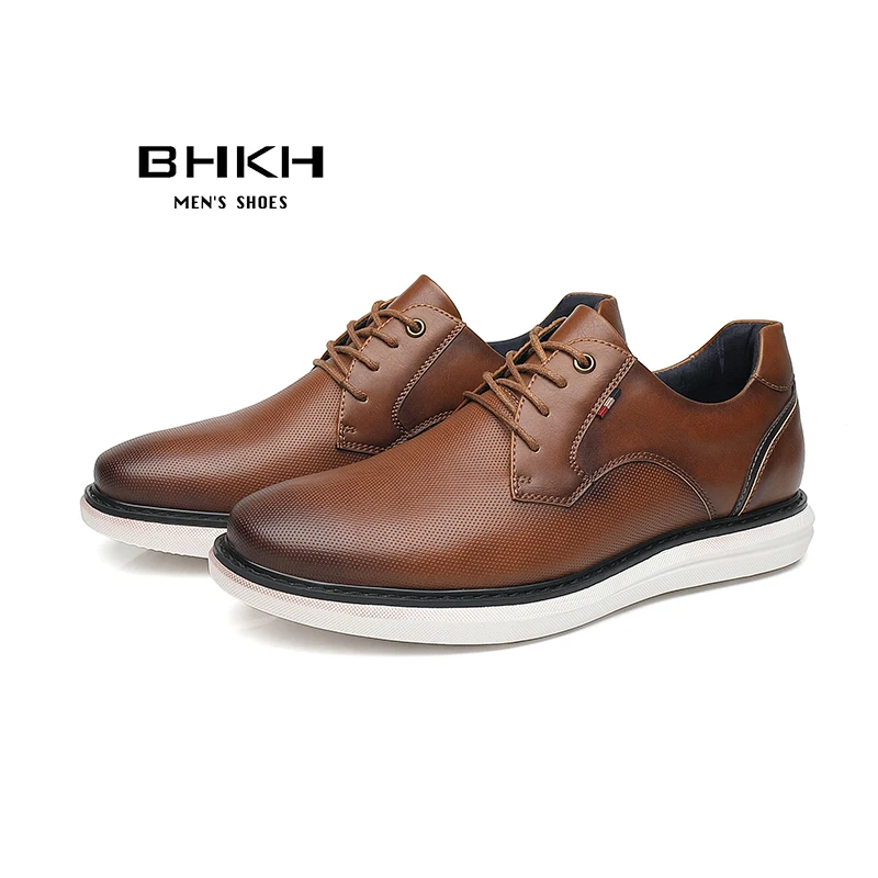 Leather Shoes Genuine Leather Dress Shoes Comfy Men Casual Smart Business Work Office Lace-up