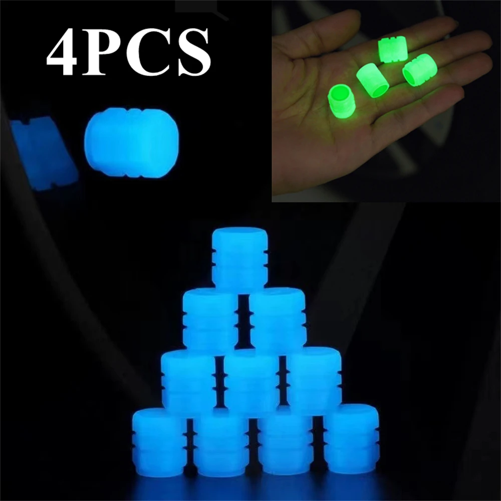4pcs Tire Valve Luminous Car Tire Caps Car Wheel Hub Glowing Motorcycle
