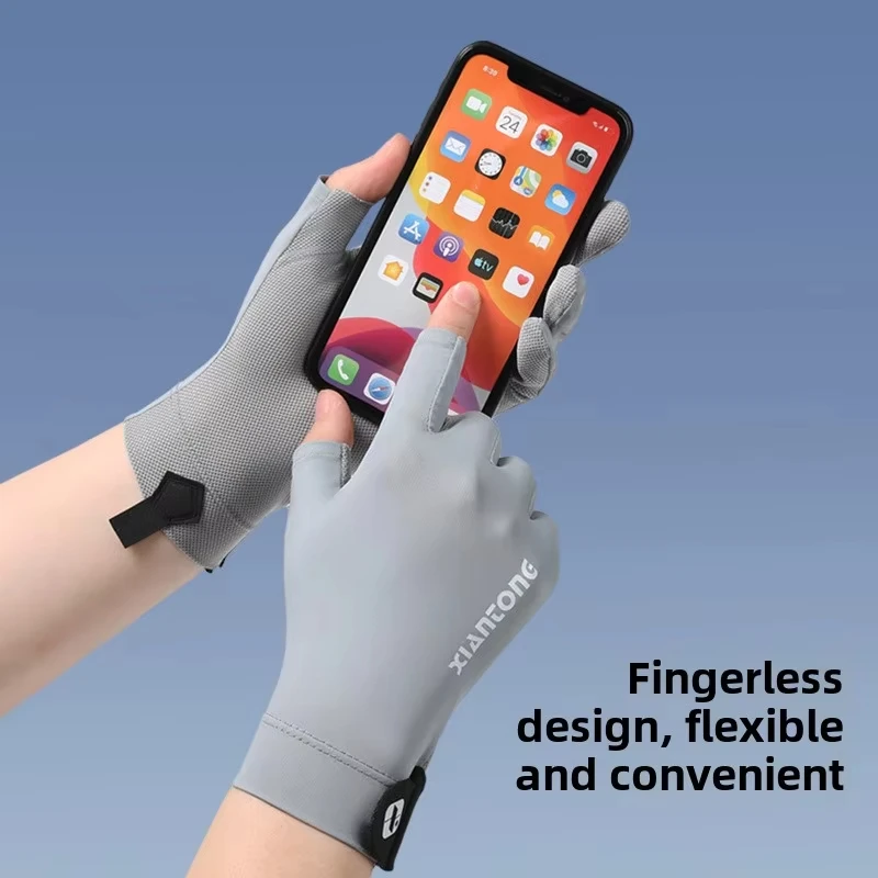 Summer UV Protection Gloves Two-Fingerless Non-Slip Gloves for Men Women Breathable Gloves for Driving Cycling Climbing Workout