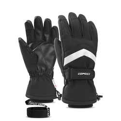 COPOZZ Winter Ski Gloves - Windproof, Warm & Waterproof with Touch-Screen Capability - M (Black)