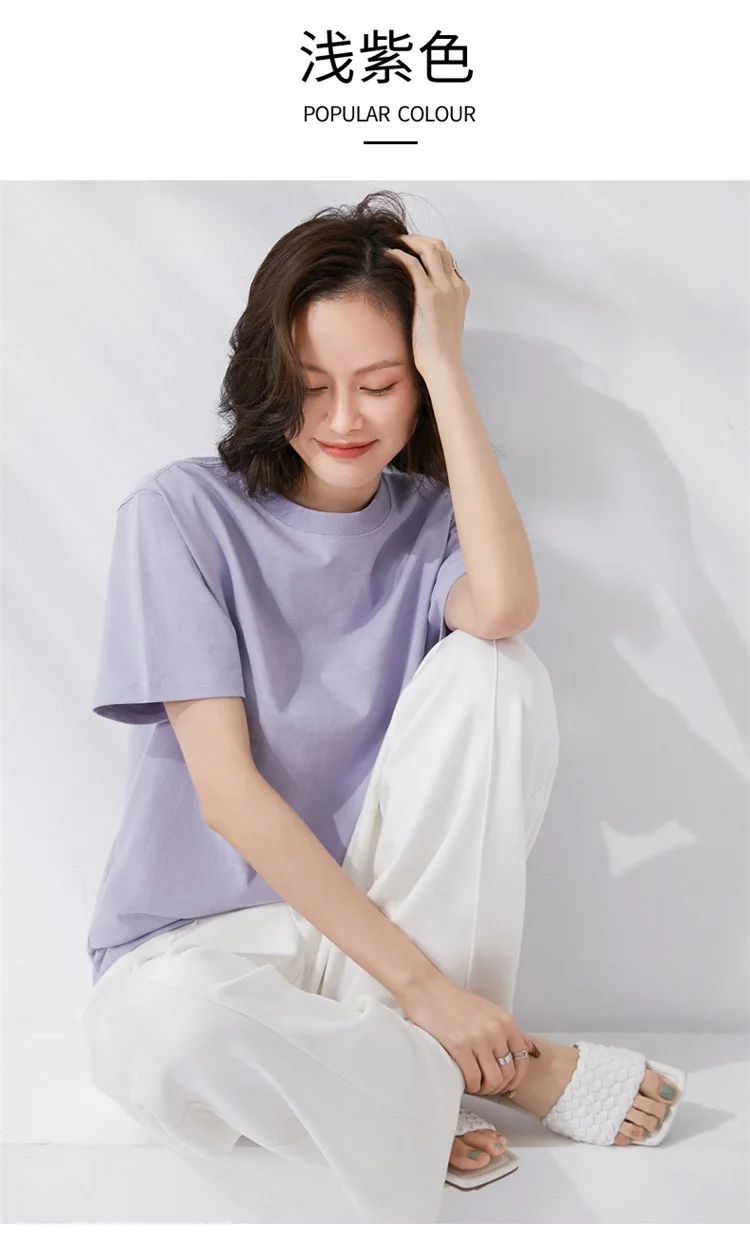 Women T-shirts 2024 Summer Tops Solid Short Sleeve Loose O-neck 100% Cotton Casual Ladies Shirts Harajuku Korean Woman Tshirts
