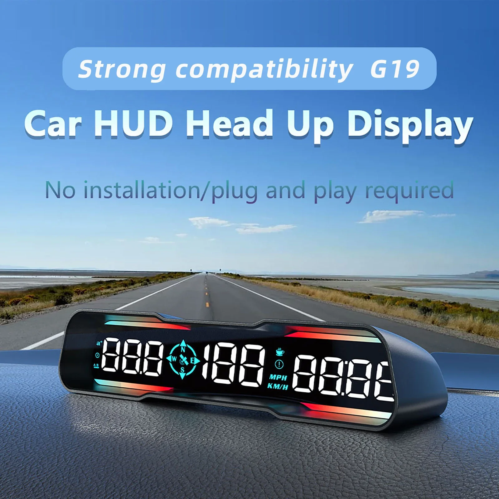 HD G19 ڵ GPS HUD  ÷ ӵ  Ÿ, KMH MPH  Ƿ  溸, ڵ ׼