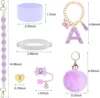 7PCS Accessories Set for Stanley Cup Purple Straw Topper Cup Boot Water Bottle Handle Strap Letter Charms 40oz 30oz Tumbler 2