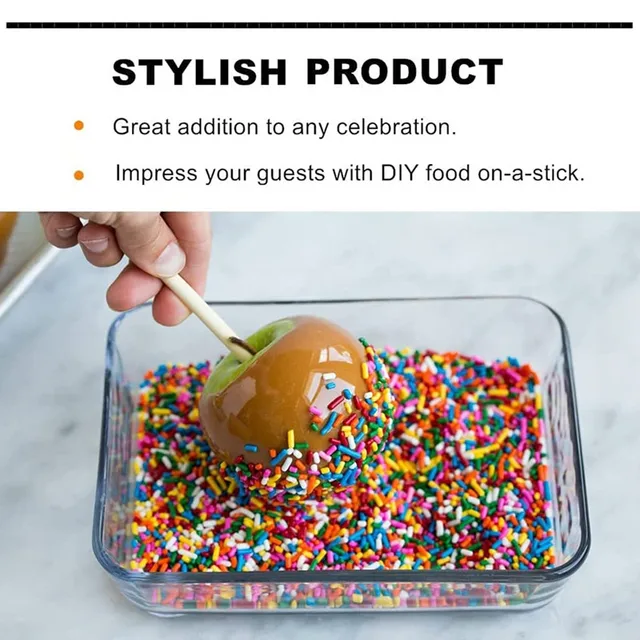 120Db Erős, Vastag Bambusz Nyárspálcák Cukorkás Alma Nyalókák Készítéséhez Grill Semi Point Food Caramel Bbq Tools Accessorie - Image 4
