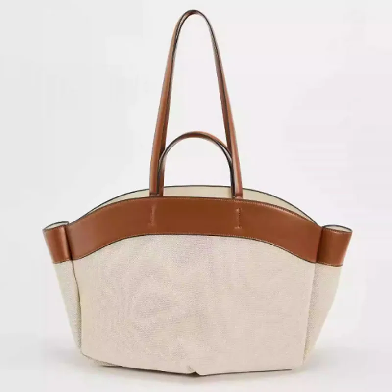 Bolso de lona de gran capacidad para mujer, nuevo bolso de compras de moda con empalme, bolso de hombro, bolso de mano
