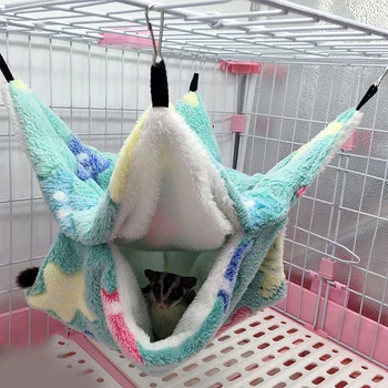 Pet Hammock Double-layer Plush Soft Winter Warm Hanging Bed For Small Pets Hamster Squirrel Chinchilla House Pets Supplies