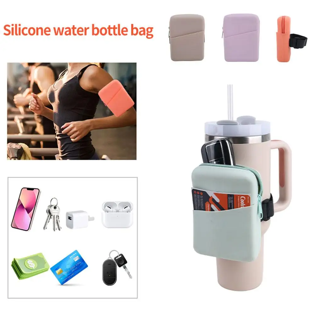 

Water Bottle Silicone Pouch For Stanley Silicone Pouch Holder Sleeve Cover Carrier Mug Bottle Cups Sports Storage Shoulder J8S8