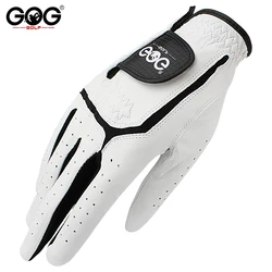 Premium Sheepskin Leather Men's Golf Gloves - White & Black Lycra with Enhanced Palm Padding - XXL size27 (Wear On Right Hand)