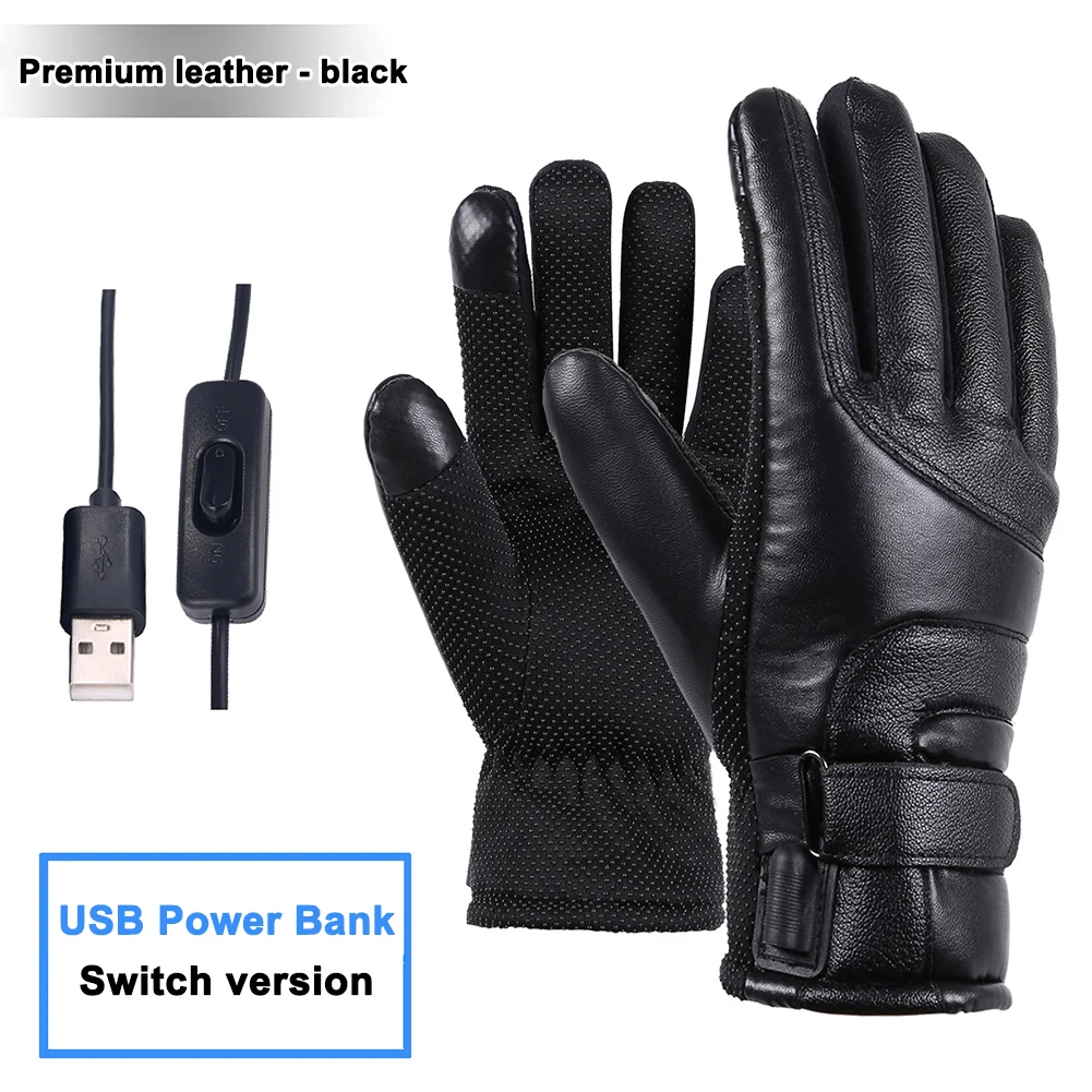 Heated Full Finger Mittens Touch Screen USB Warm Hand Heating Gloves Windproof Constant Temperature for Skiing Riding Hiking 4