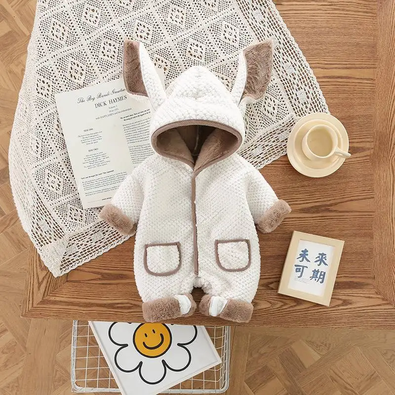 Winter Baby Romper Fur Lining Jumpsuit Toddler Outwear