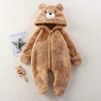 Autumn Winter Baby Jumpsuits Footed Cartoon Hooded Newborn Romper for Girls Boys Warm Plush Infant Loungewear Toddler Outfit 4