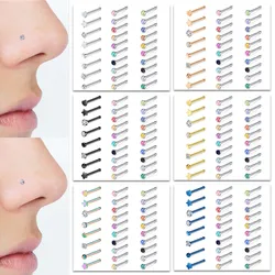 1set 28pcs Women's Nose Piercing Set With Stainless Steel Studs Decorated With CZ Gems & Cubic Zirconia Rhinestones