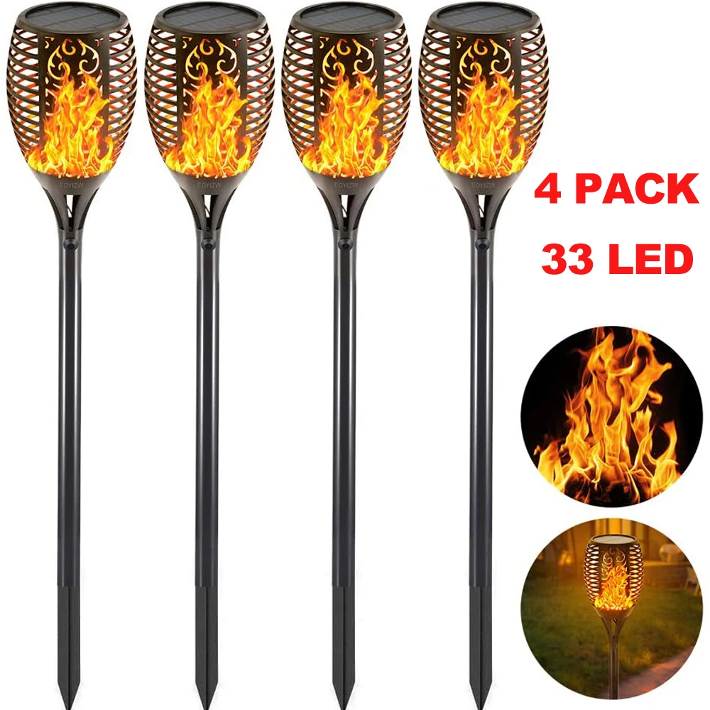 33LED Solar LED Flame Torch Light Outdoor pack Waterproof Decor Lighting Auto on/Off Pathway Lights for Garden Landscape Lawn brightest outdoor solar lights Solar Lamps