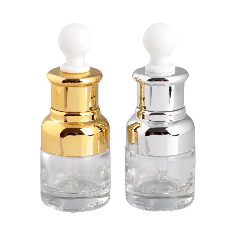 

20ml 30ml 50ml Glass Dropper Bottle Empty Refillable Clear Glass Vials With Gold Silver Lid Essential Oil Aromatherapy Bottle