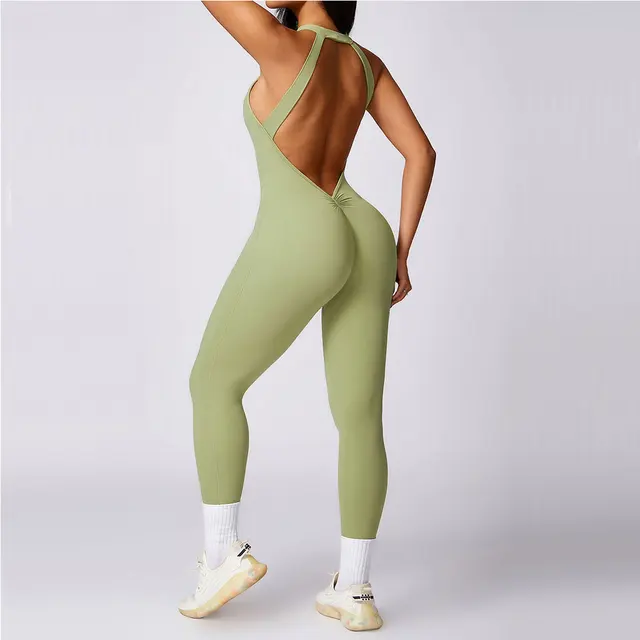 Romper Backless Set Workout Jumpsuit Fitness Bodysuit Siamese Sportswear Women Tracksuit Gym Clothes One-piece Playsuit Yoga Set 1