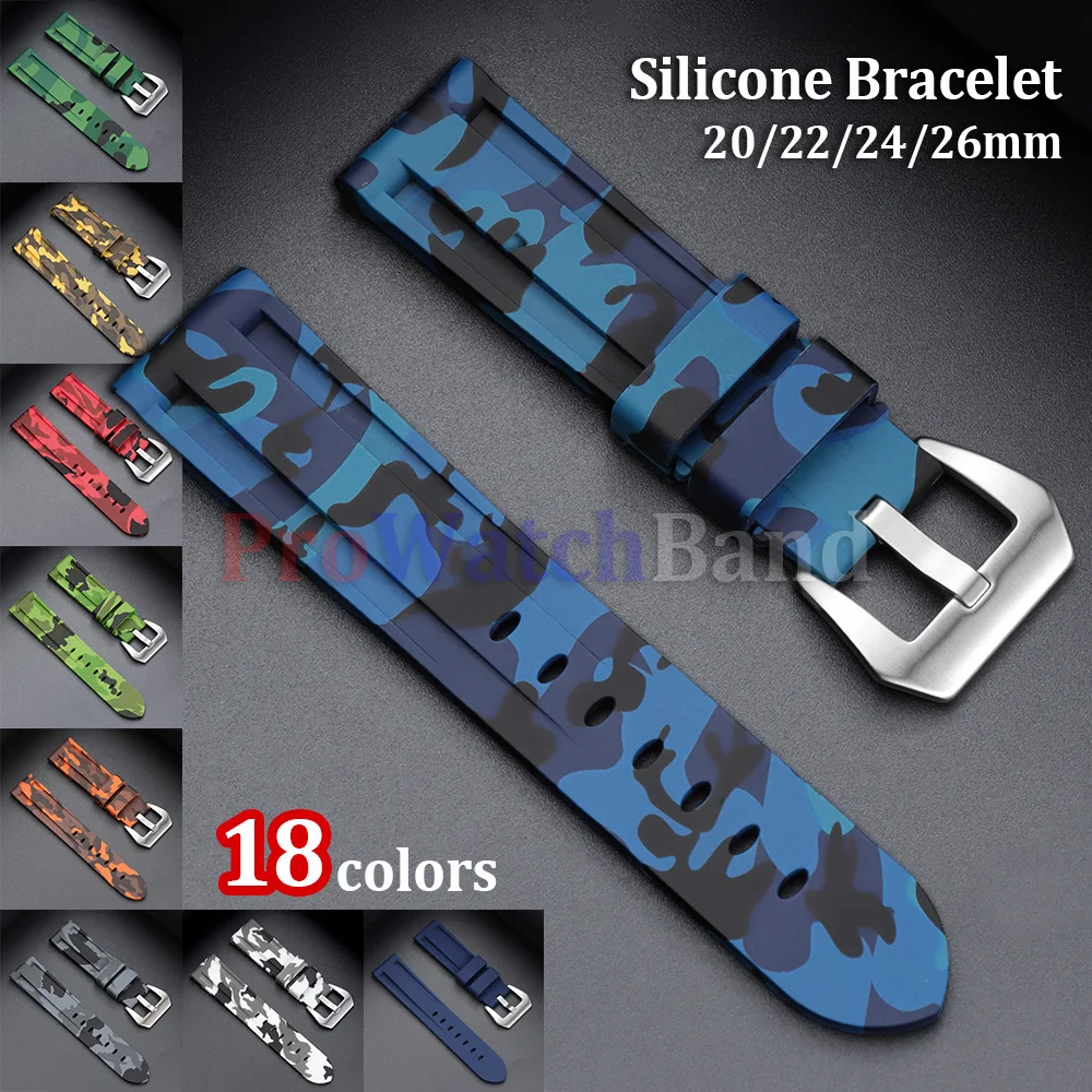 Stitched Sports Silicone Watch Band in Blue and Yellow - Soft Rubber Strap