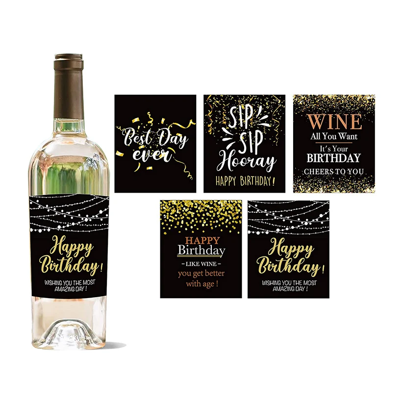 

YouFangworkshop Happy Birthday Wine Bottle Labels, Birthday party Milestone Sticker Gifts, Male and Female party supplies decora