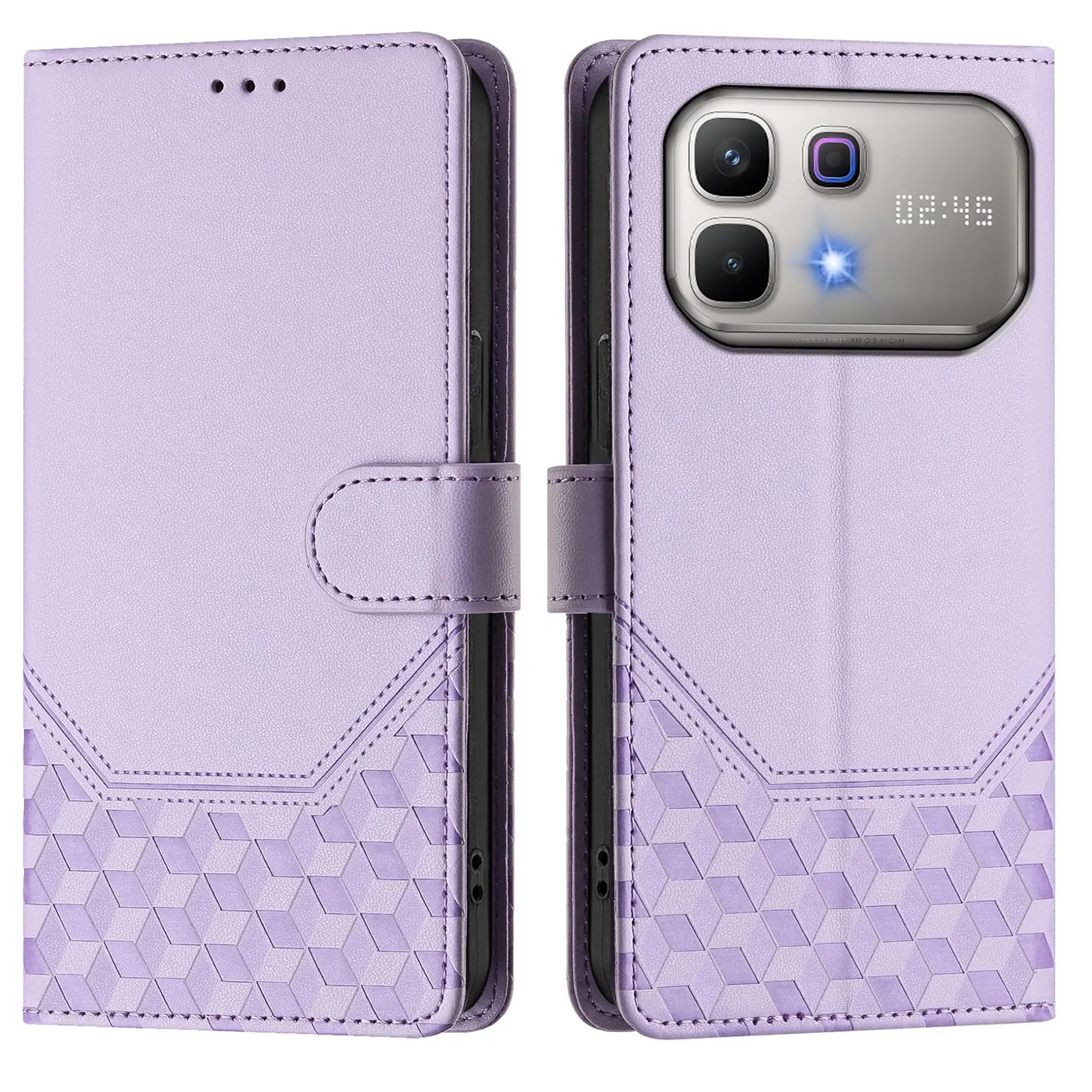 Classic Embossed Leather Phone Wallet Flip Case in Black