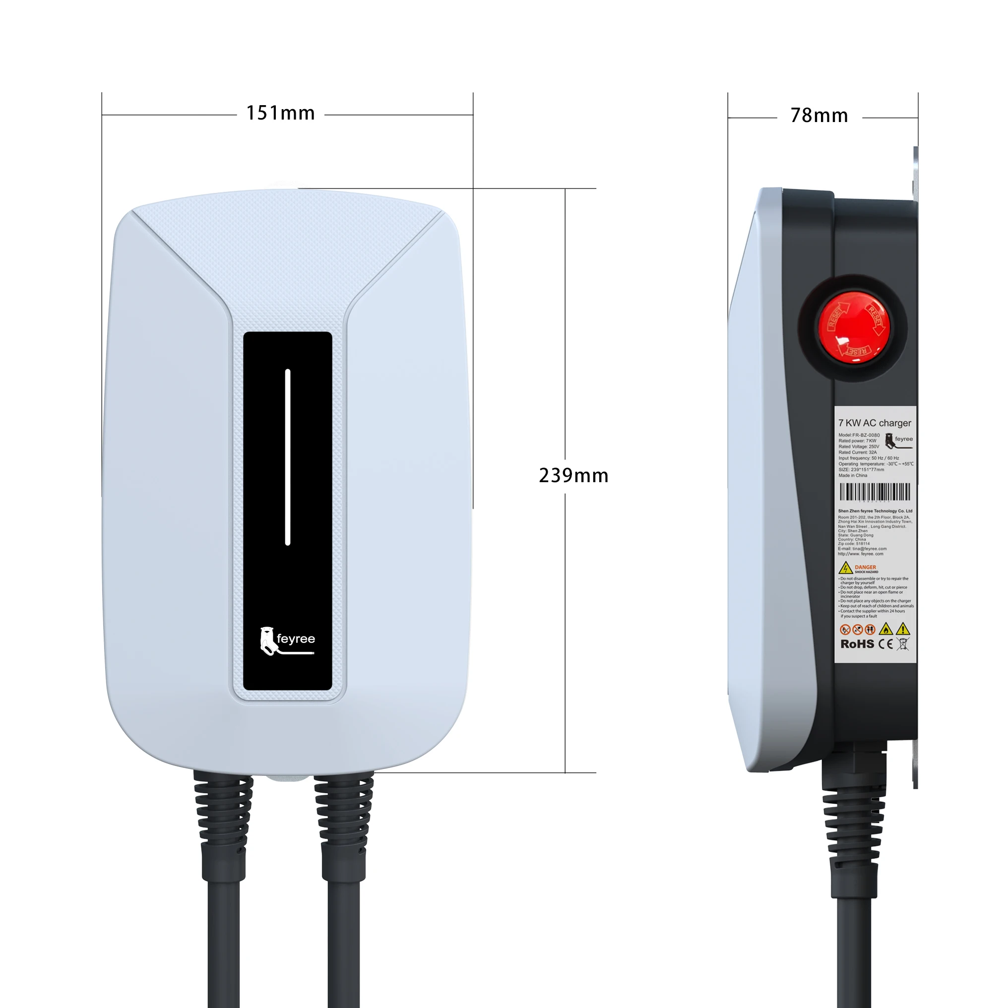 Feyree – chargeur de voiture électrique à câble de type 2 32a, EVSE mural,  avec application de contrôle, Station de charge 7kw, 11kw, 22kw - AliExpress