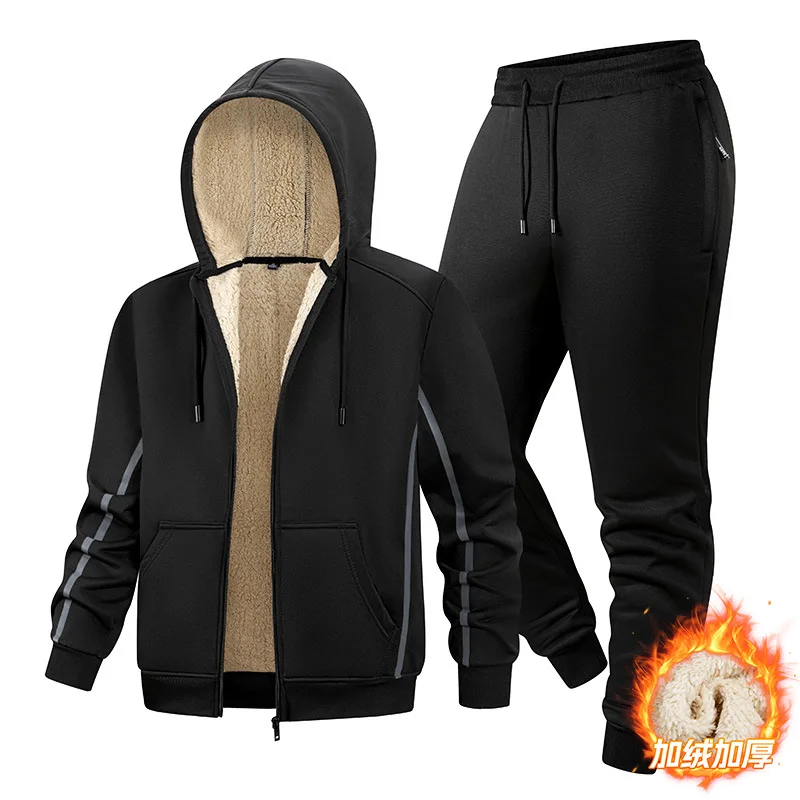 스포츠 슈트 플리스 남성용 봄 러닝 피트니스 슈트 모닝 런 야외 스포츠 속건 통기성 사이클링 트레이닝복