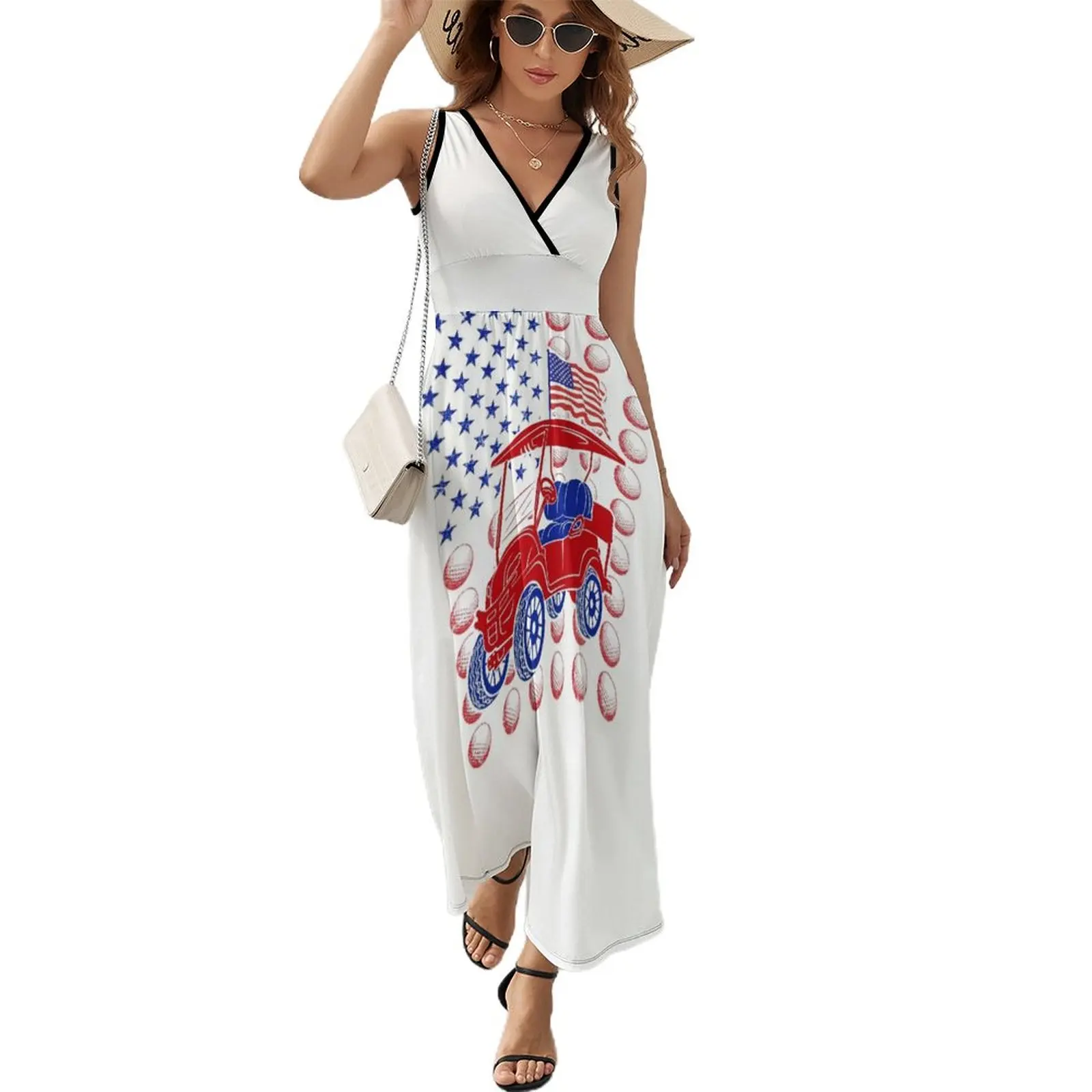 

Golf cart flag USA Sleeveless Dress womens clothing chic and elegant woman dress