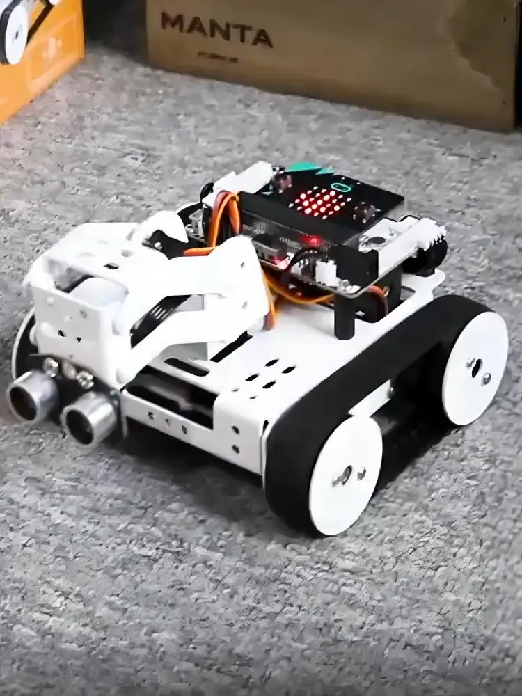 Microbit Robot Car Graphical Programmable Robot Qtruck For Microbit V2 DIY Kit Education Starter Kit Crawler Trace RC Tank