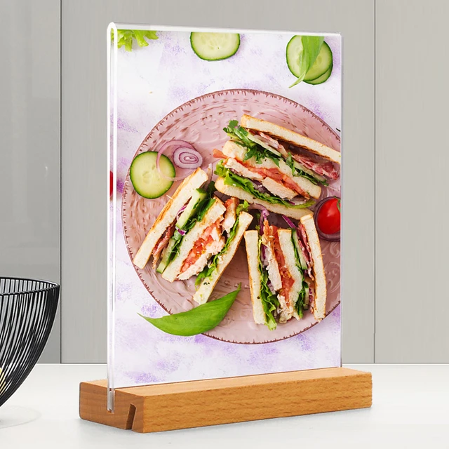 Menu Display Wood Base Double Sided Picture Frame A4 A5 For Table