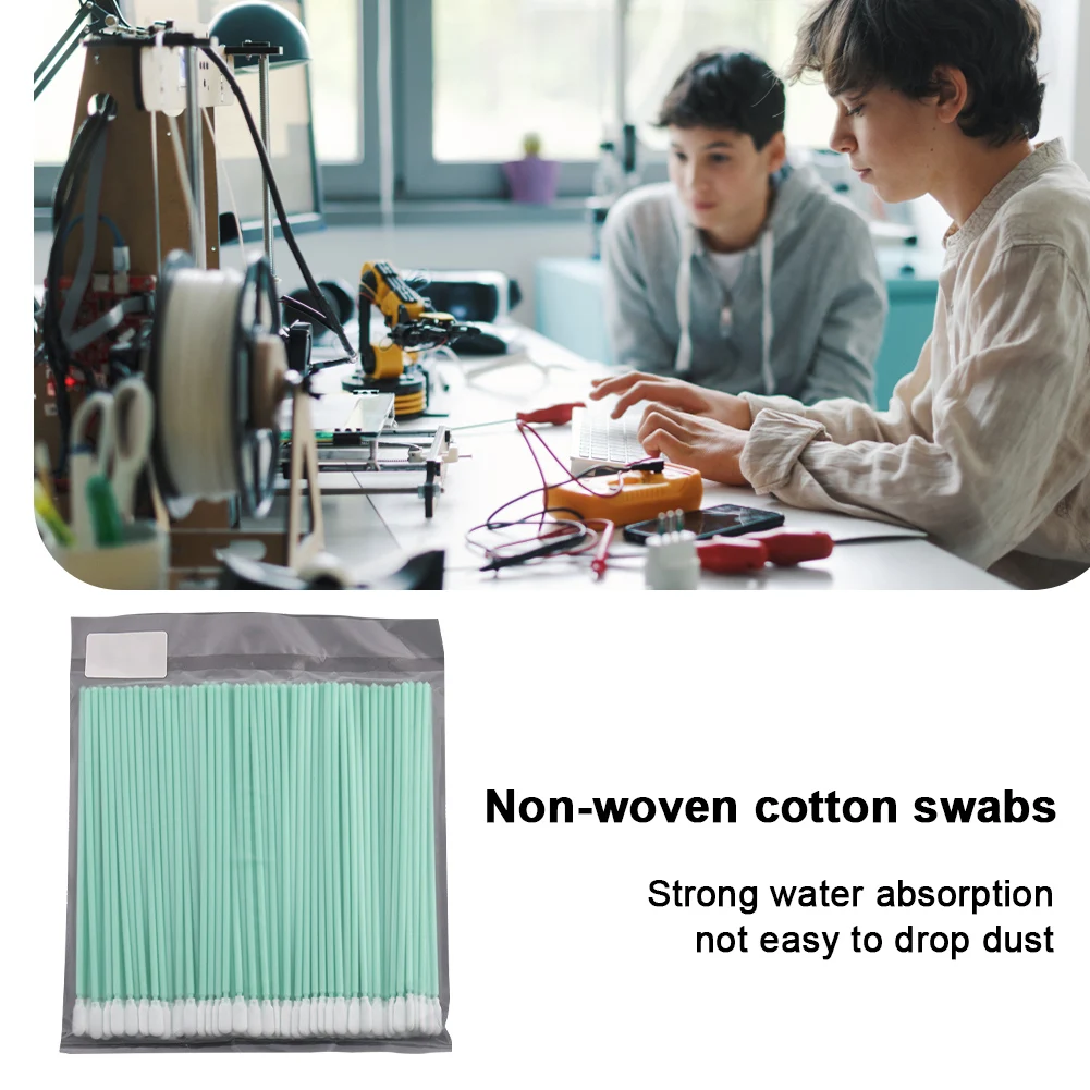 

100pcs/Bag Cotton Swabs Dust-proof Fiber Laser Swabs Tool Anti-static Strong Absorbent for Clean Focus Lens Protective Windows