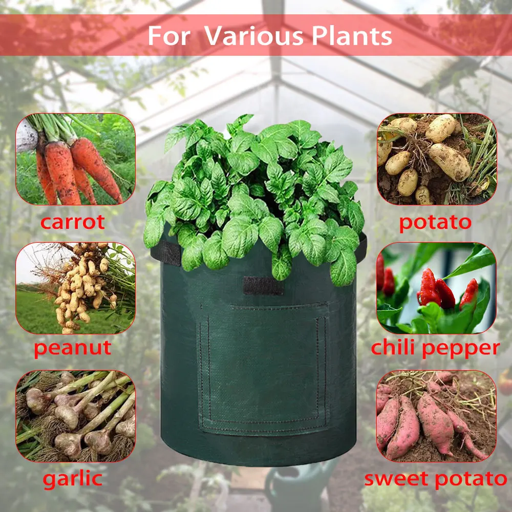 Potato Grow Bag PE Vegetable Grow Bag with Handle Thickened Growing Bag Vegetable Plant Bag DIY