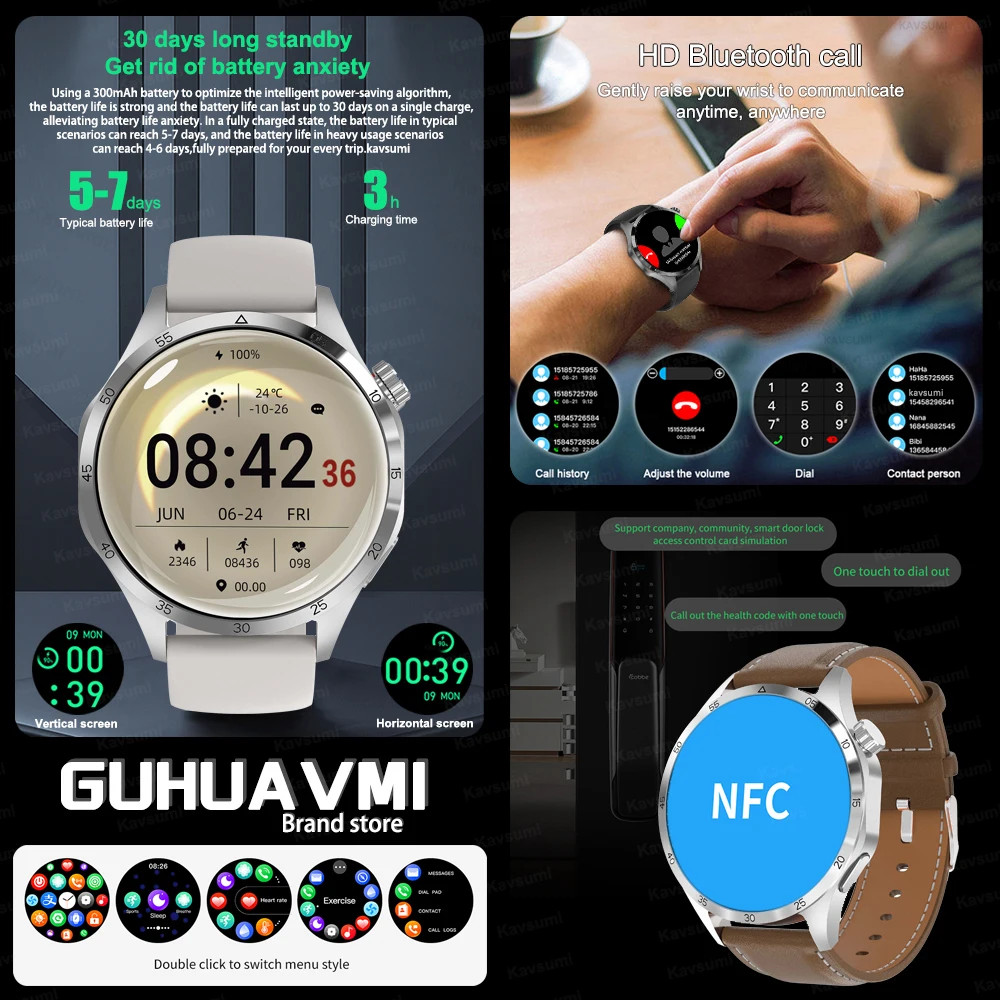 ȭ GT4  Ʈġ  GPS Ʈ, NFC AMOLED HD ũ, ɹڼ  BT ȭ,  Ʈ ġ, 2024 ǰ