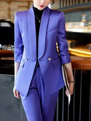 TwoPiece Set For Women Office Advanced Sense Dames Suit 2023 Winter Dubbele Rij Knopen Kraag Blazers Elegante Casual Broekpakken