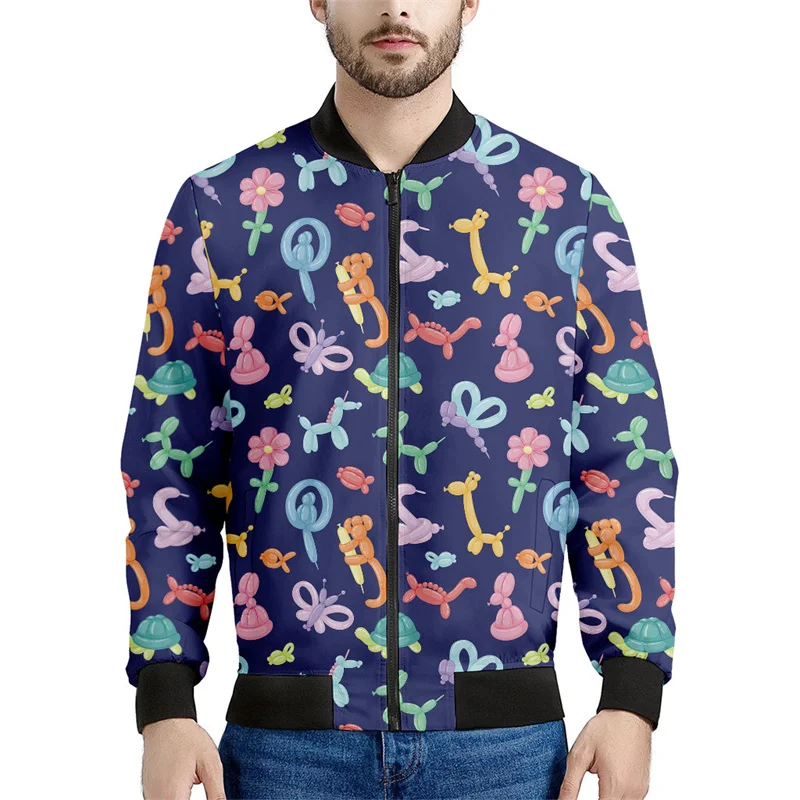 thumbnail image 1 of Chaqueta con cremallera y diseño de globo aerostático de dibujos animados para hombre, abrigo con estampado 3D, chaquetas informales con cremallera para la calle, sudadera bomber de manga larga para n, 1 of 4