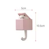 1/6pcs Cute Wall Hooks Key Holder Door Hanging Plastic Self Adhesive Wall Hanger Cartoon Cat Shape Hook For Kids Room Home Decor 6