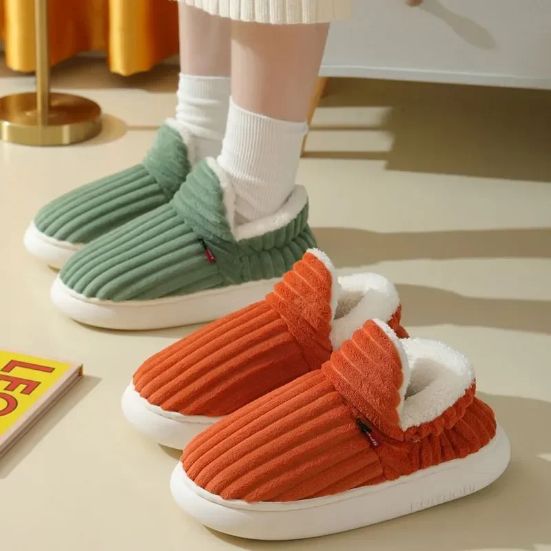 Women Winter Slippers Warm Plush Slip-on Couples Home Floor Shoes Non-Slip Comfortable Flats Woman Soft Faux Fur Boots