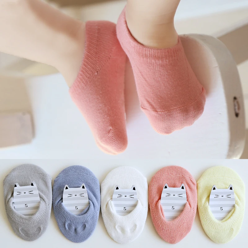 5 пар/лот, Детские невидимые носки-башмачки детские Нескользящие носки хлопковые носки для девочек и мальчиков