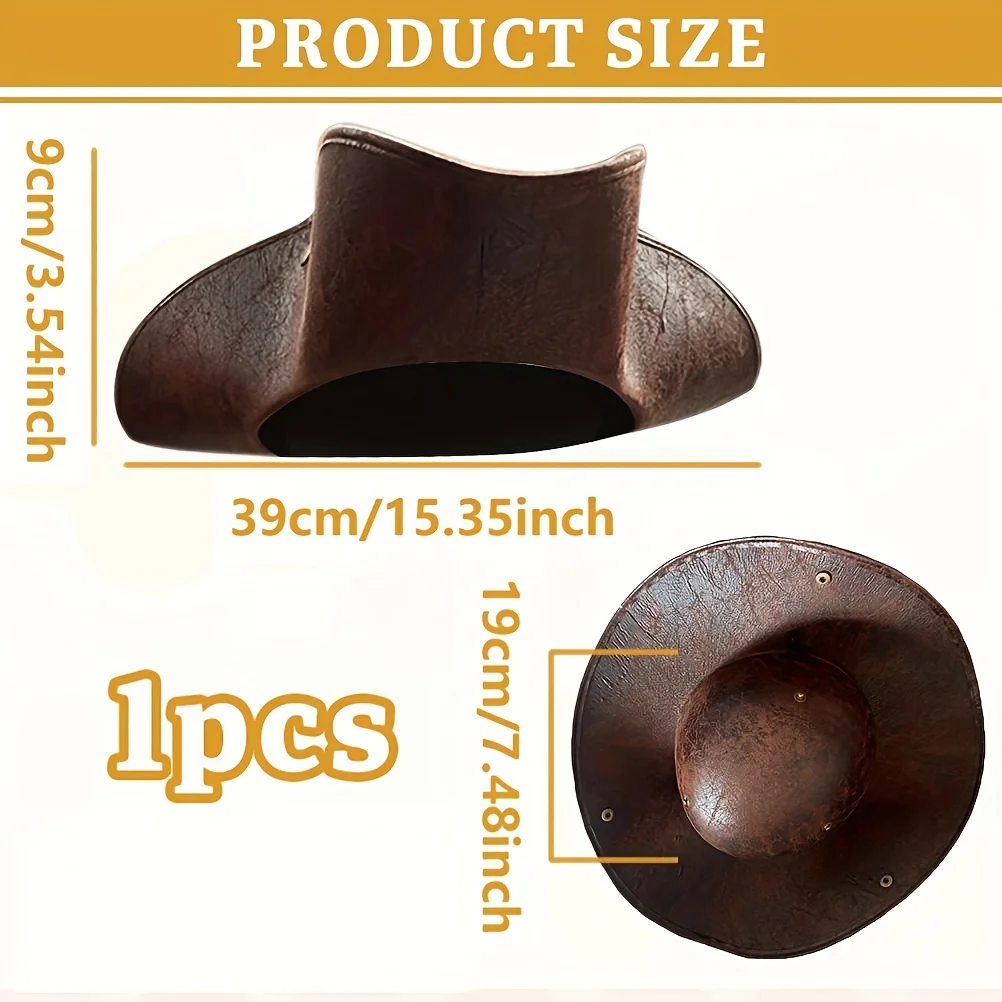 Adult Pirate Hat-unisexes leather tricorn hat for pirate themed costumes for Christmas,Halloween celebrations cosplay hat,cosplay prop accessories