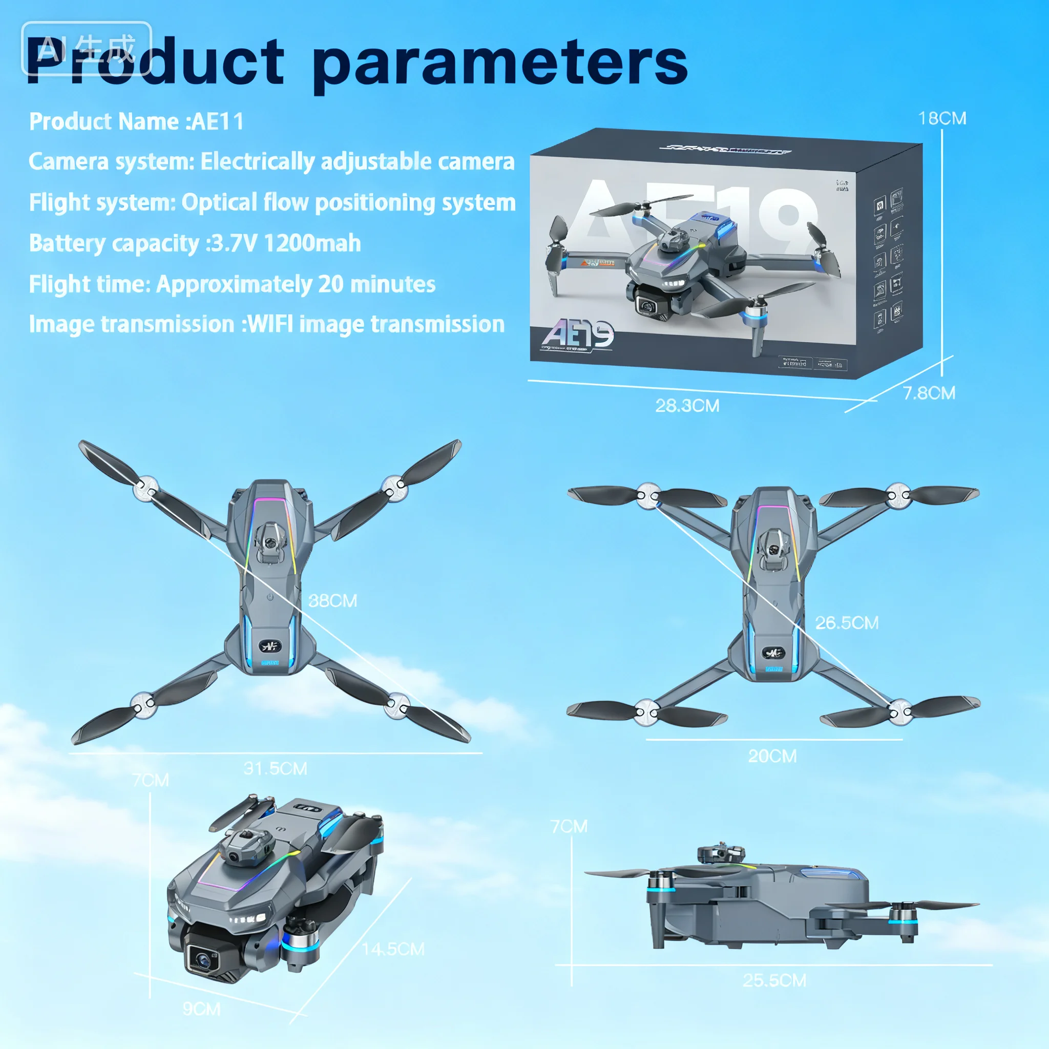 Drone avec caméra 4K, évitement d'obstacles, télécommande, pliable