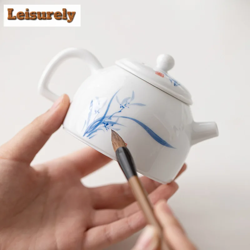 Hand-painted Dehua White Porcelain Tea Set Complete Set Tea Tray Tea Ceremony Set Teapot and Tea Cup Set Kung Fu Tea Items Craft