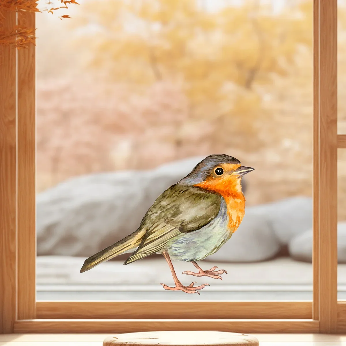 Watercolor Simulation Cute Bird Animal Window Stickers Removable for Bedroom Living Room Window Decoration Foyer Wall Decals
